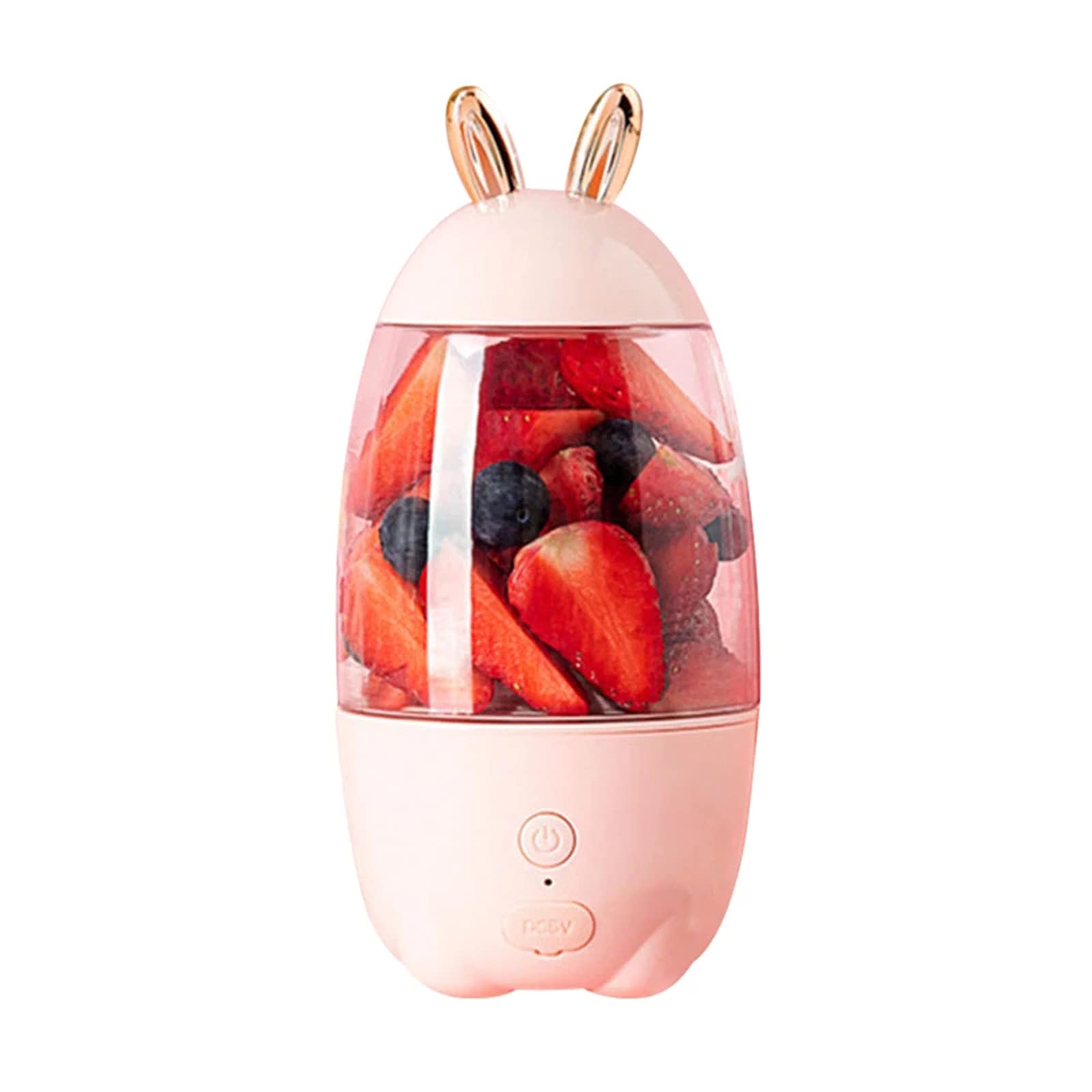 330ml Portable USB Rechargeable Blender - Cute Rabbit Design Fruit Juice Mixer Cup for Smoothies, Shakes & Healthy Drinks | Perfect for Home, Office, Gym & Travel | Pink