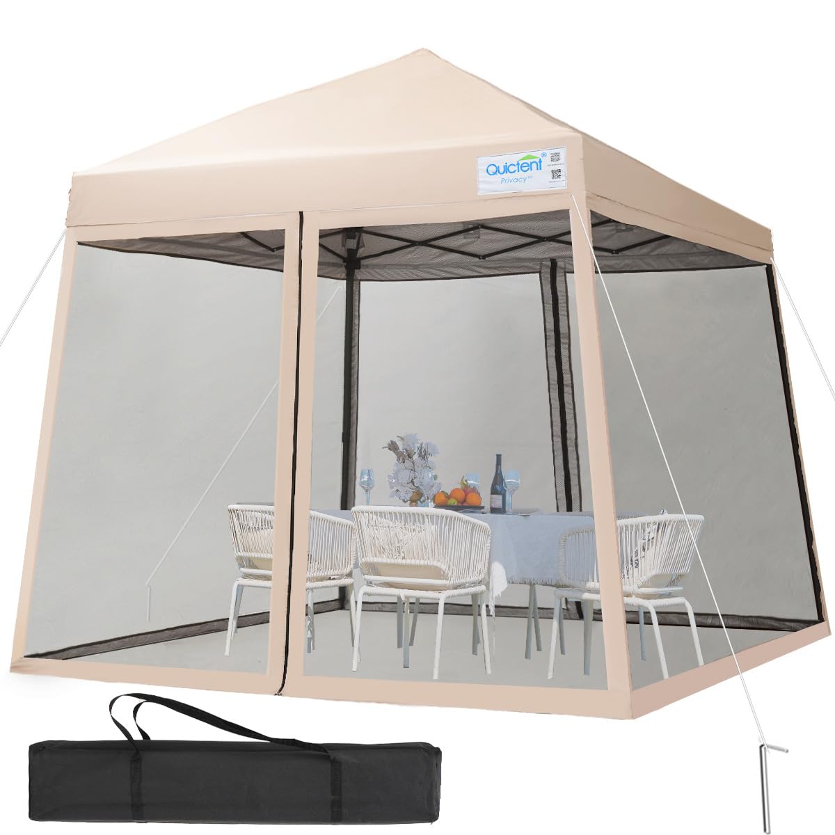 9' x 9' Pop Up Canopy Tent with Netting - Instant Shade Shelter for Outdoor Events, Camping, Beach & Backyard Parties - Waterproof & UV Protection