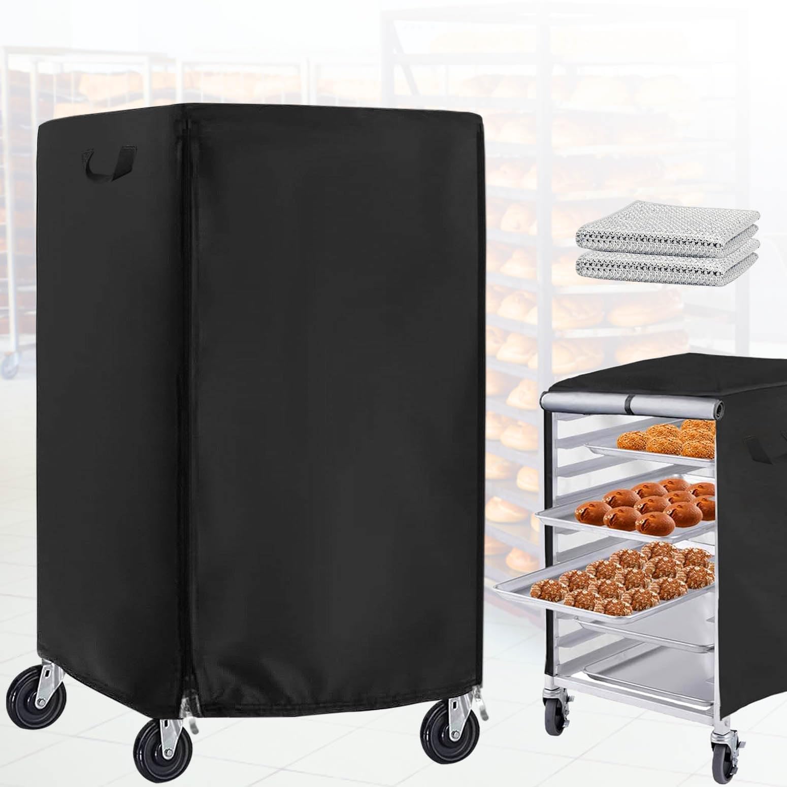 VEVOR & HALLY Compatible 10-Tier Bread Plate Rack Cover - Heavy Duty Zippered Pizza Rack Dust Cover for Home Kitchen & Commercial Use - Perfect for Bakeries, Restaurants and Food Storage