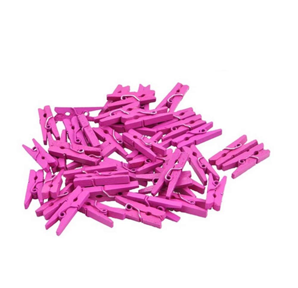 100pcs Mini Colored Wooden Clips - Photo Clips, Clothespins, Paper Pegs for Crafts, Scrapbooking & Wedding Decorations (Rose) | Perfect for DIY Projects, Photo Displays & Home Decor