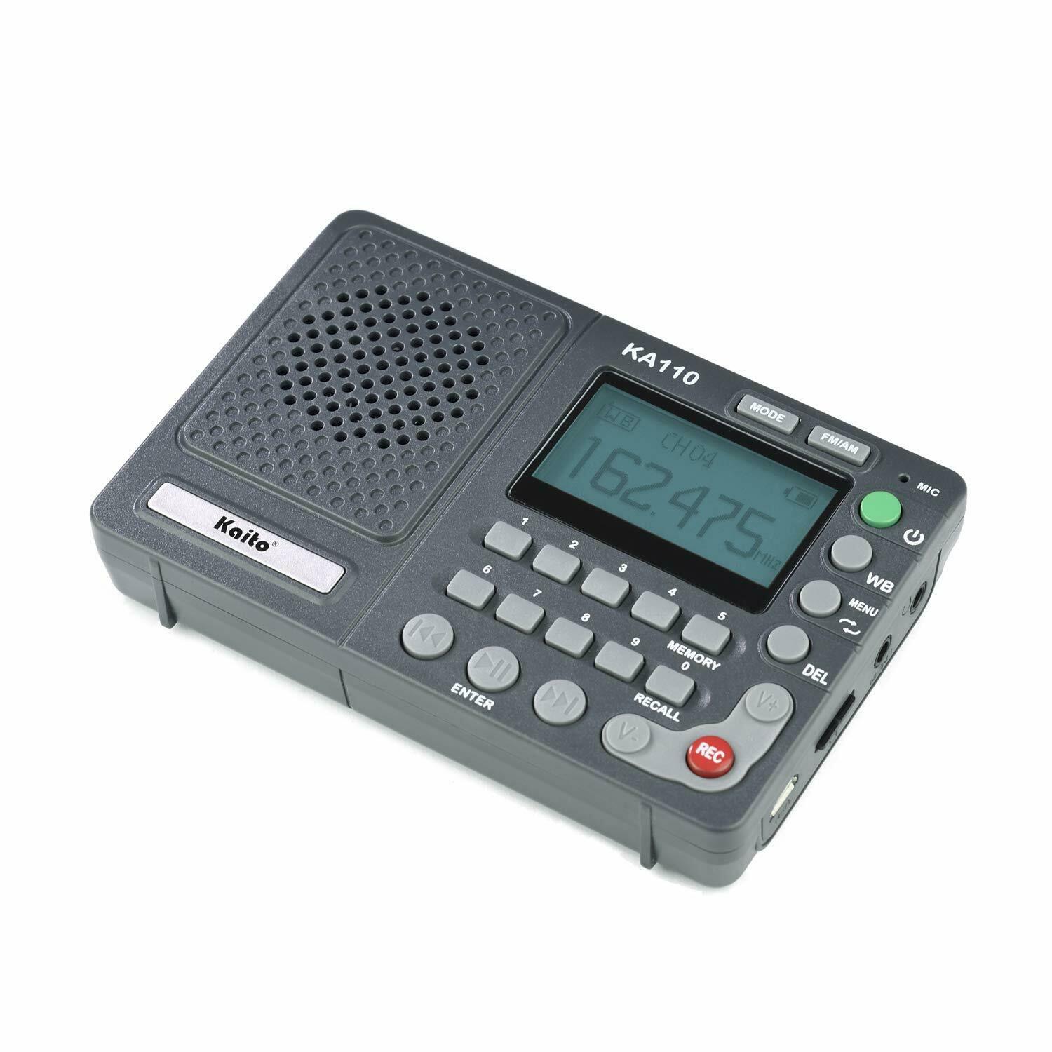Kaito KA110 Portable AM/FM NOAA Weather Alert Radio with MP3 Player - Emergency Preparedness, Outdoor Camping & Travel Essentials