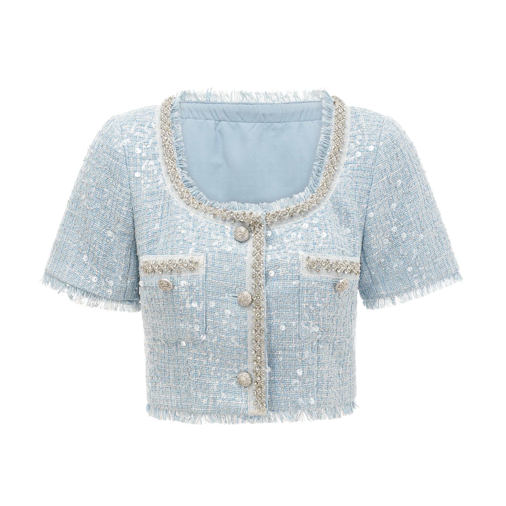 Carlina Embellished Tweed Top & Skirt Matching Set | Women's Elegant Outfit for Work, Party & Special Occasions