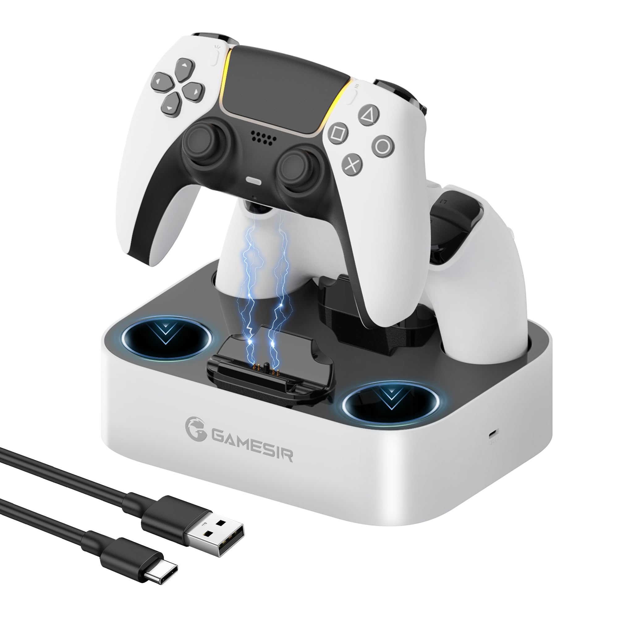 GameSir PS5 Controller Charging Station - Dual Wireless Charger Dock for PS5 DualSense Edge Controllers with LED Indicator & Fast Charging - Perfect for Gaming Setup & Accessories Organization