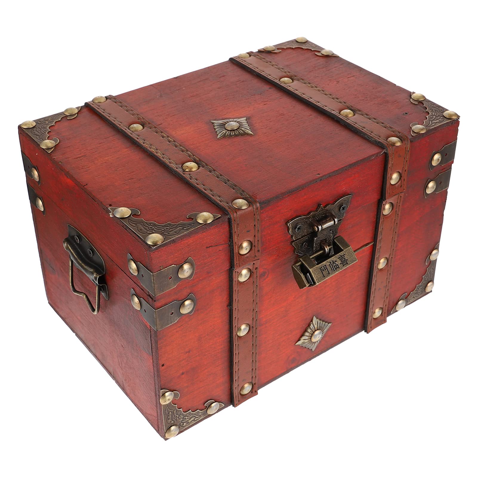 Vintage Wooden Jewelry Box with Lock - 8.6 x 5.9 x 5.4 Inch Antique Treasure Chest for Jewelry Storage, Money Box & Home Decor - Perfect for Organizing Rings, Necklaces and Keepsakes in Bedroom or Dresser
