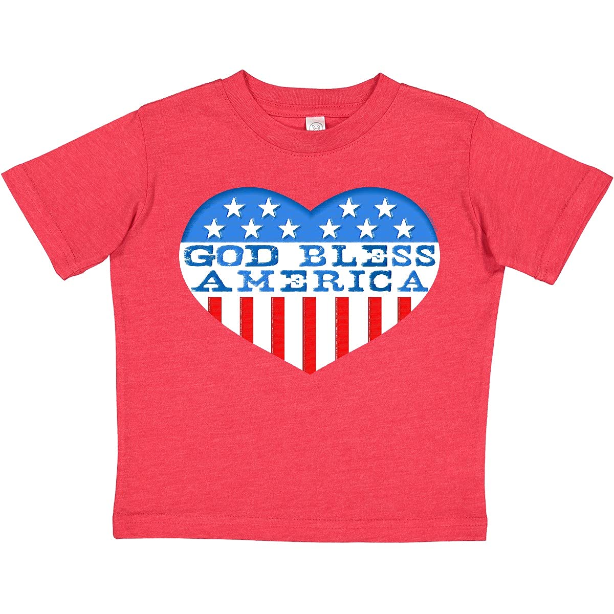 Inktastic God Bless America Heart Toddler T-Shirt - Patriotic Baby Clothes for Boys & Girls - Perfect for 4th of July, Memorial Day & Independence Day Celebrations