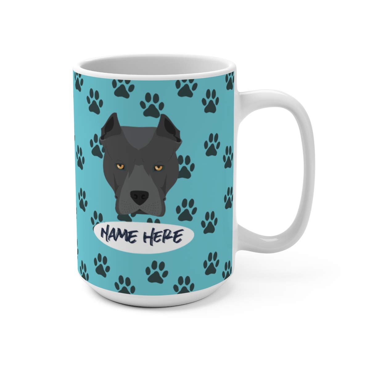 Custom Pitbull 15oz Ceramic Coffee Mug - Personalized Gift for Dog Lovers, Moms & Dads - Dishwasher & Microwave Safe - Perfect for Home, Office & Pet Lover Gifts