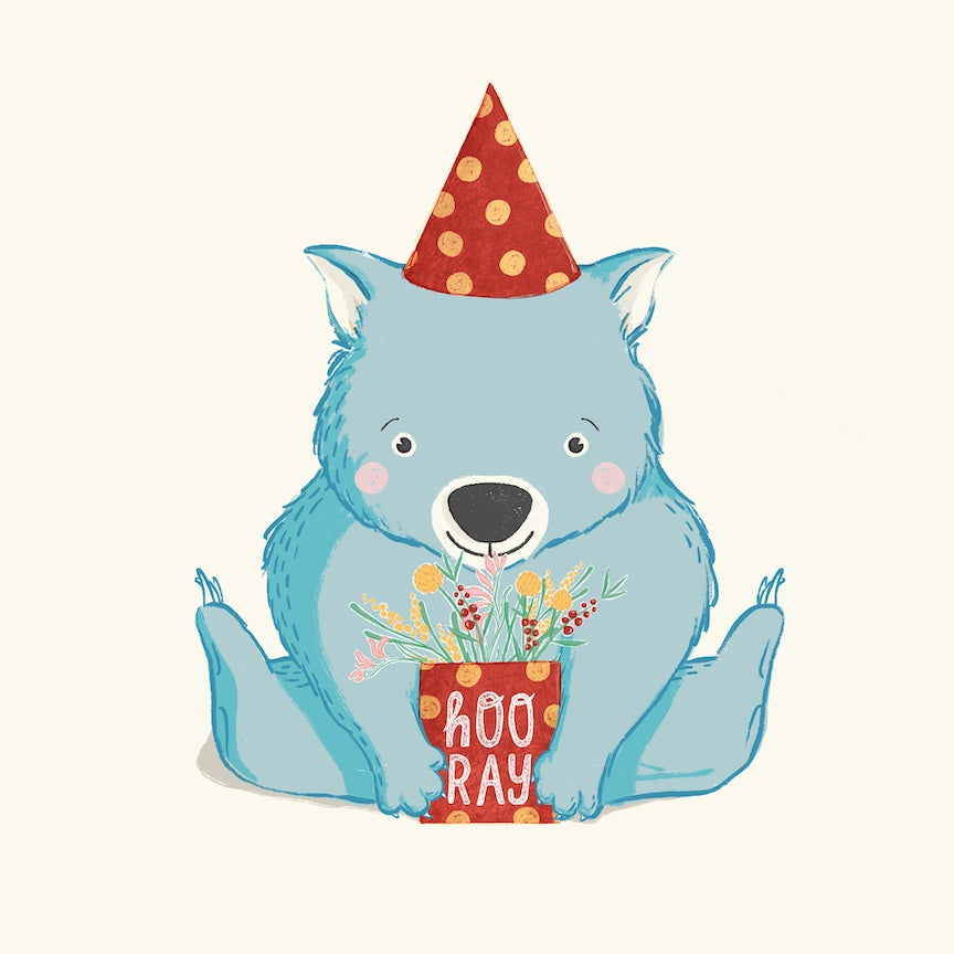 Aero Greeting Card - Hooray Wombat Design | Unique Birthday, Anniversary & Thank You Cards | Perfect for Animal Lovers & Special Occasions