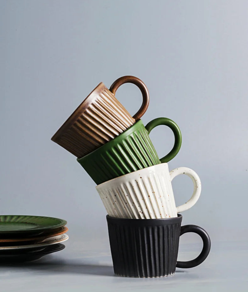 Premium Ridgeway Artisan Ceramic Coffee Cup & Saucer Set - Handcrafted Porcelain Tea Cup for Espresso, Latte & Cappuccino - Perfect for Home, Office & Cafe Use