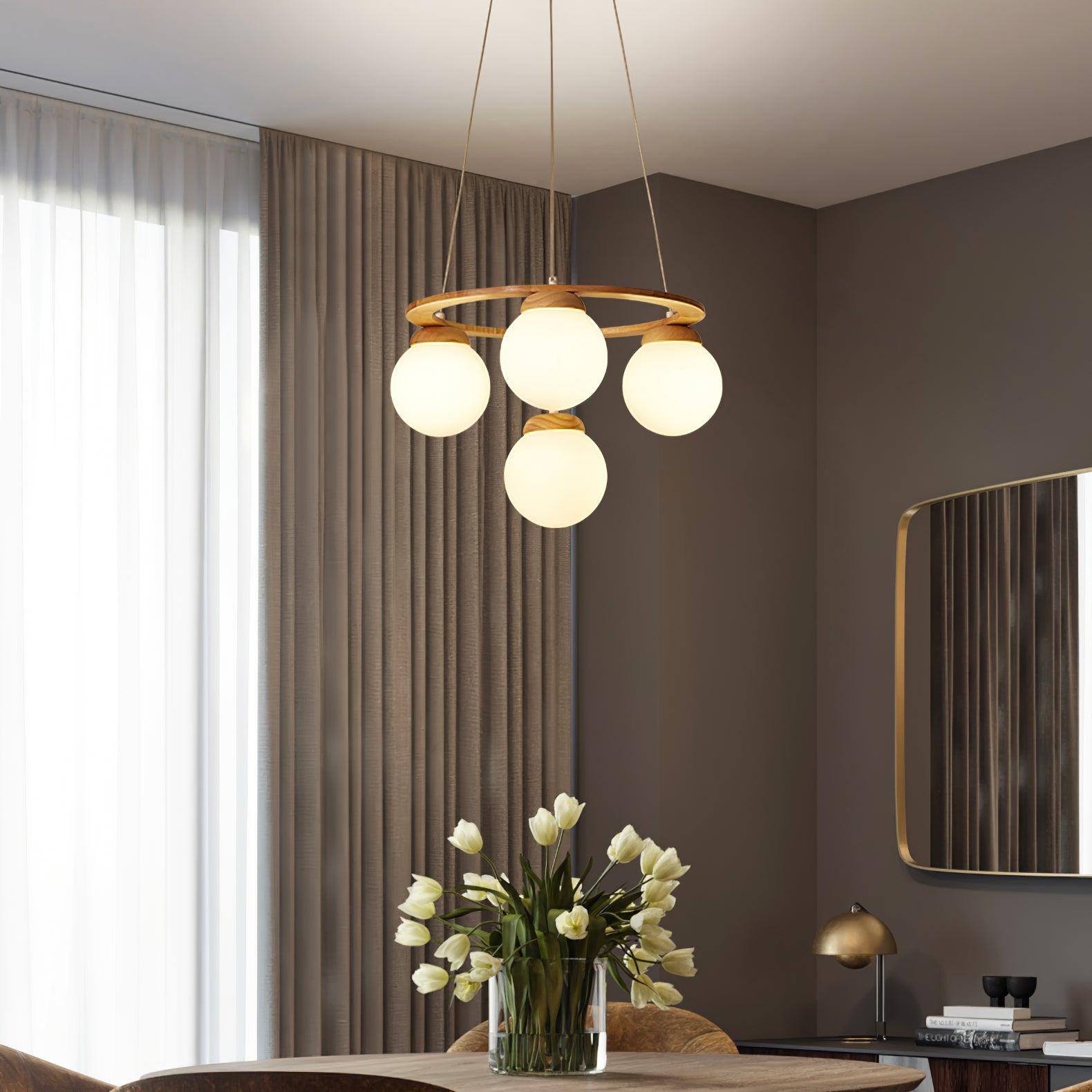 Elegant Miira Wooden Chandelier - Rustic Farmhouse Ceiling Light Fixture for Dining Room, Living Room & Bedroom Decor