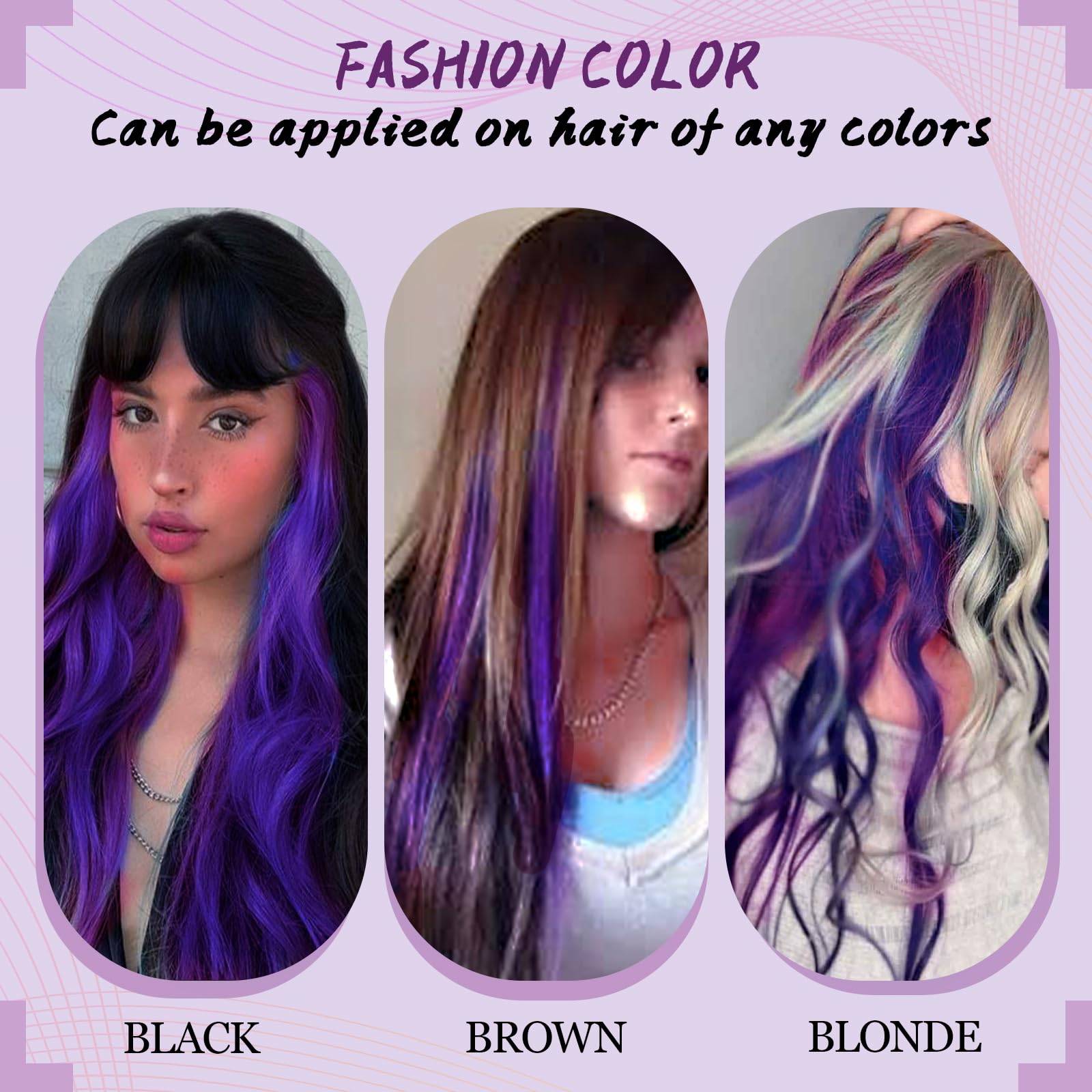 RUNATURE 16 Inch Purple Tape-In & U-Tip Human Hair Extensions for Women - Clip-In Remy Hair for Styling, Parties & Cosplay