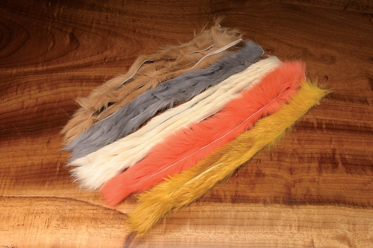 Natural and Dyed Rabbit Strips - Hareline Premium Red Fly Tying Material for Trout and Salmon Fishing Flies