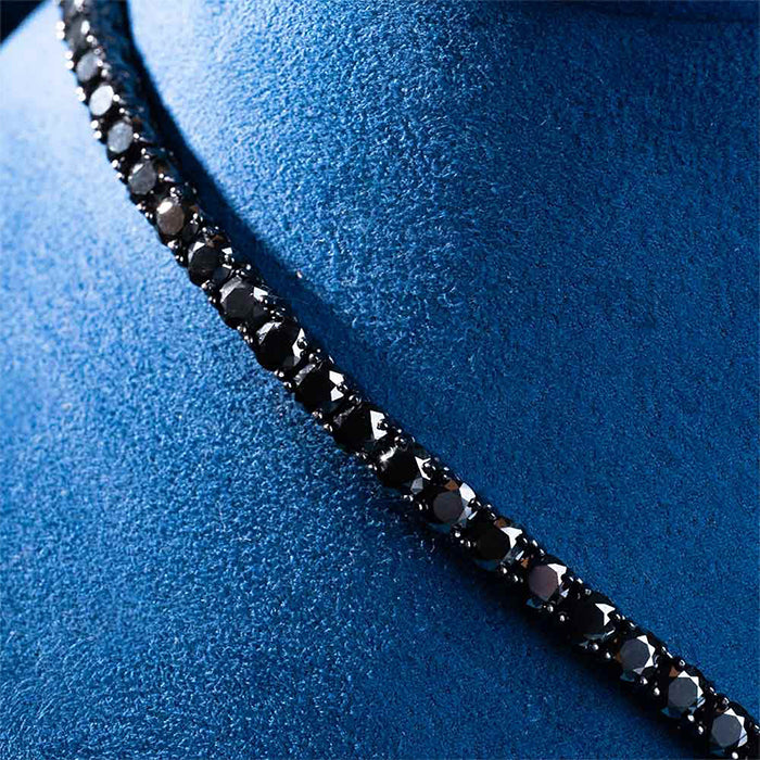 4mm Sterling Silver Moissanite Black Diamond Tennis Chain for Men & Women | Elegant Necklace for Parties, Weddings & Everyday Wear