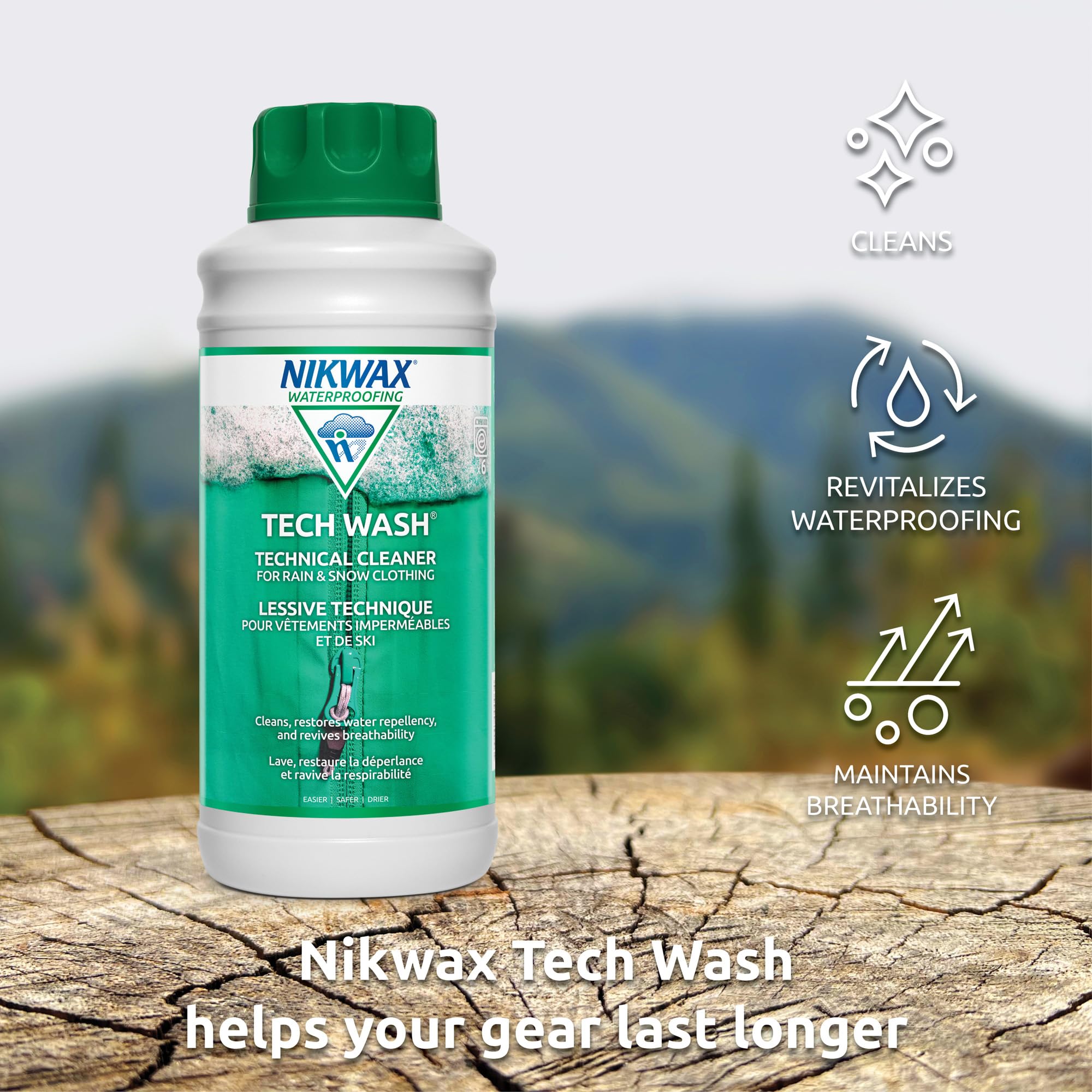 Nikwax Tech Wash 34 fl. oz. - Waterproofing Restorer for Jackets & Outdoor Gear | Safe for Gore-Tex & DWR Coating | Ideal for Rain, Ski & Snow Activities | Technical Cleaner for Hiking, Camping & Winter Sports