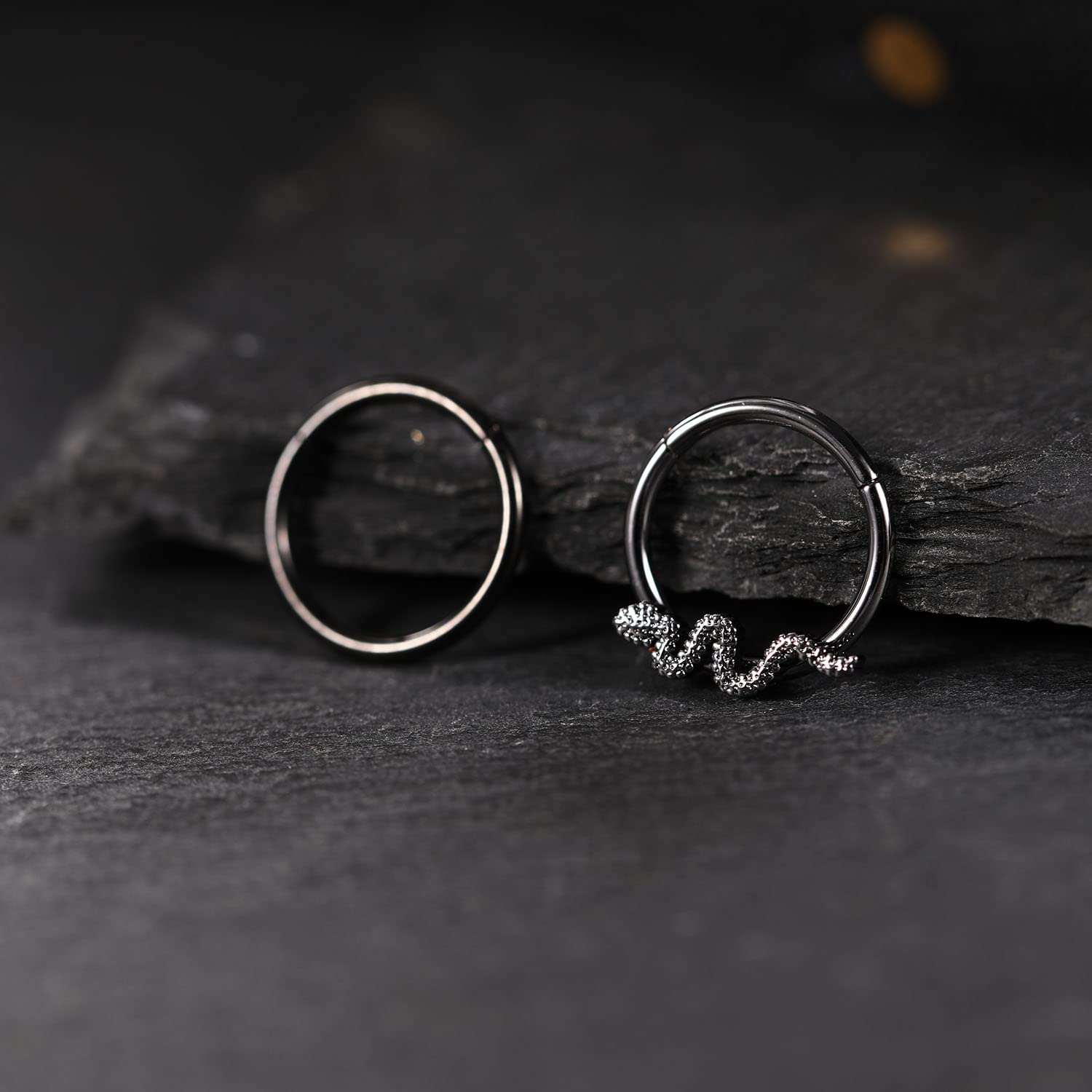 PEAKLINK 16G Septum Hoop Earrings - 316L Surgical Steel Daith, Conch, Tragus, Helix, Rook, Cartilage & Lobe Piercing Jewelry - 2PCS Seamless Clicker Nose Rings (8mm & 10mm) - Perfect for Everyday Wear, Parties & Body Piercing Enthusiasts