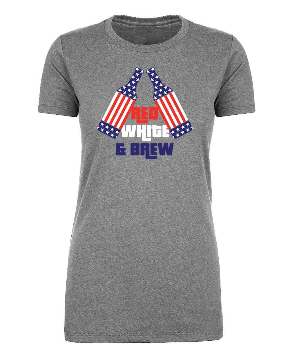 Red White and Brew Women's Drinking T-Shirt | Funny 4th of July Shirt | Patriotic American Flag Tee for Women | Perfect for Independence Day Parties & Summer BBQs