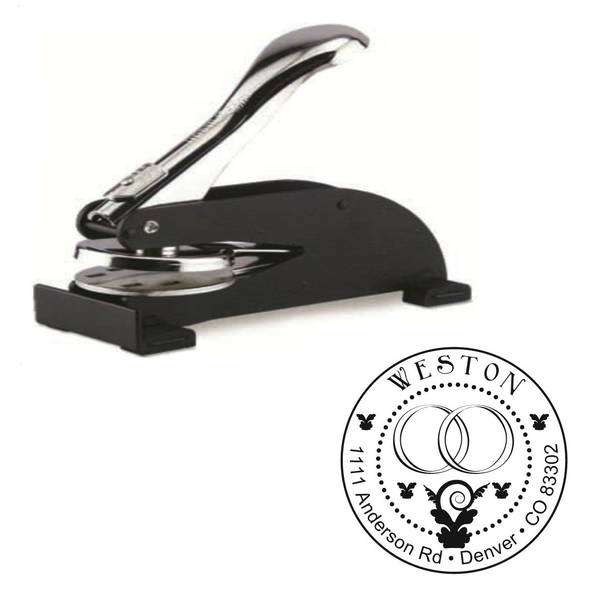 Custom Wedding Logo Desk Embosser Seal - 1.675