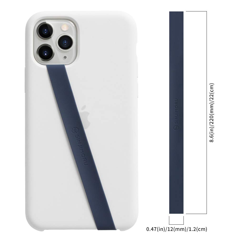 Sinjimoru Stretchable Silicone Phone Strap - Flexible Elastic Grip Holder for iPhone & Android - Secure Phone Loop with Finger Grip & Wireless Charging Support (Navy) - Perfect for Gym, Running, Travel & Everyday Use