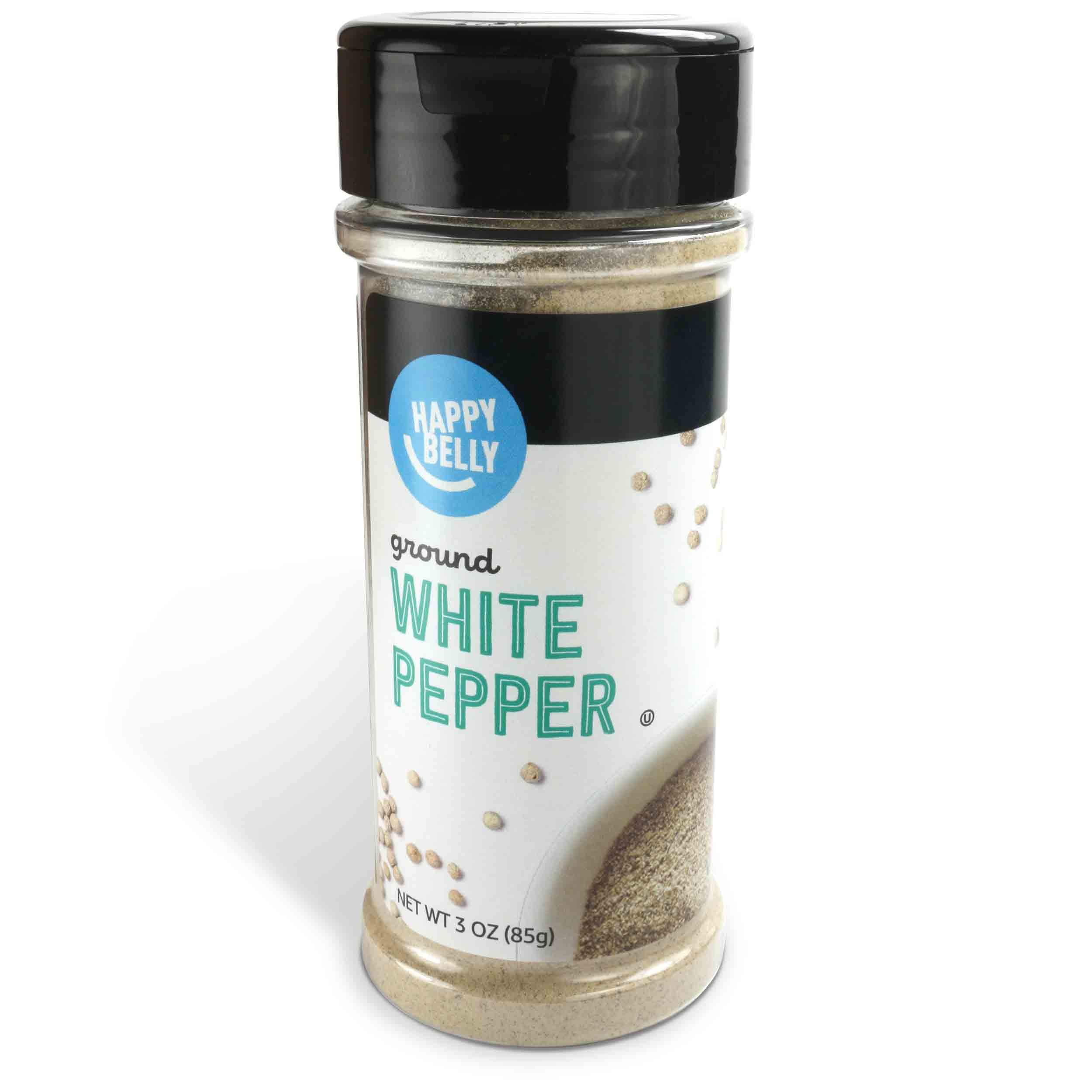 Happy Belly Ground White Pepper, 3 oz (Pack of 1) | Premium Spice for Cooking, Baking & Seasoning | Ideal for Soups, Sauces, Marinades & Meat Rubs