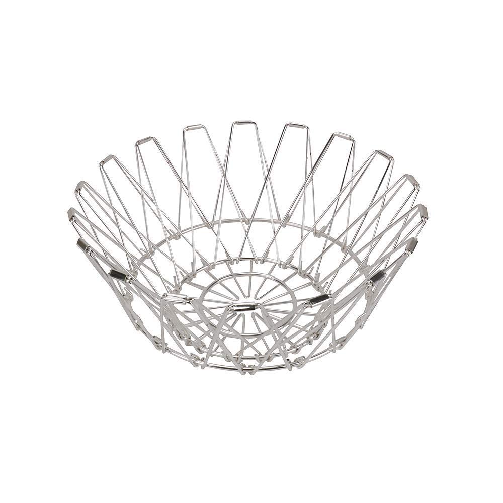 Stainless Steel Foldable Fruit Basket - Multipurpose Wire Mesh Bowl for Fruits, Vegetables & Kitchen Utensils | Perfect for Kitchen Counter, Dining Table & Living Room Storage