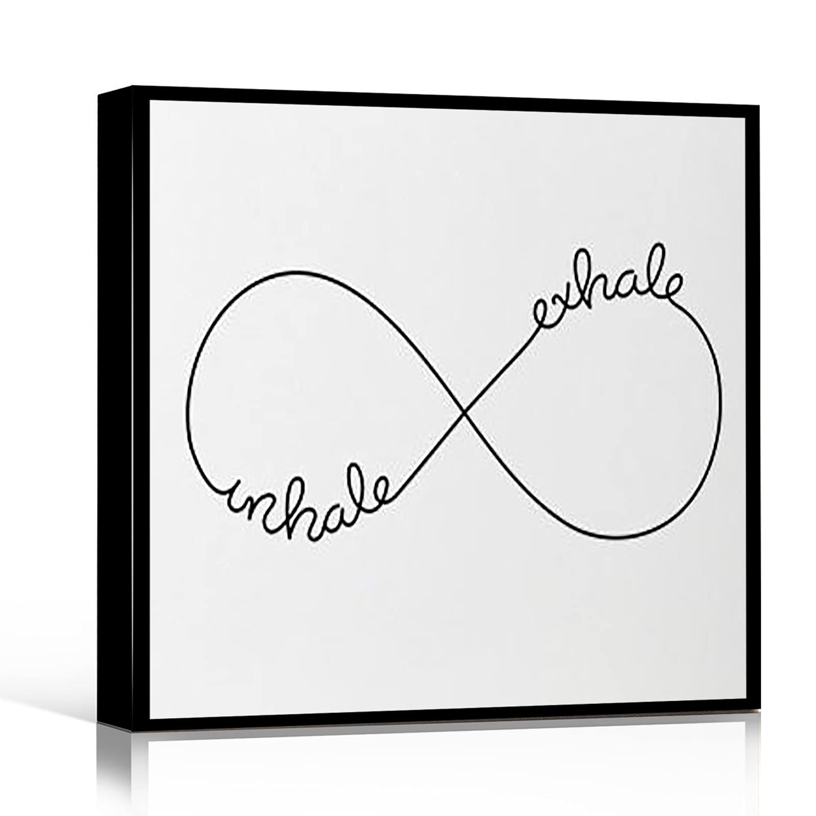 Inhale Exhale Yoga Wall Art - 8x8 Inch Framed Modern Canvas Print for Office & Home Decor - Meditation & Mindfulness Quote Artwork for Yoga Studios, Living Rooms & Bedrooms