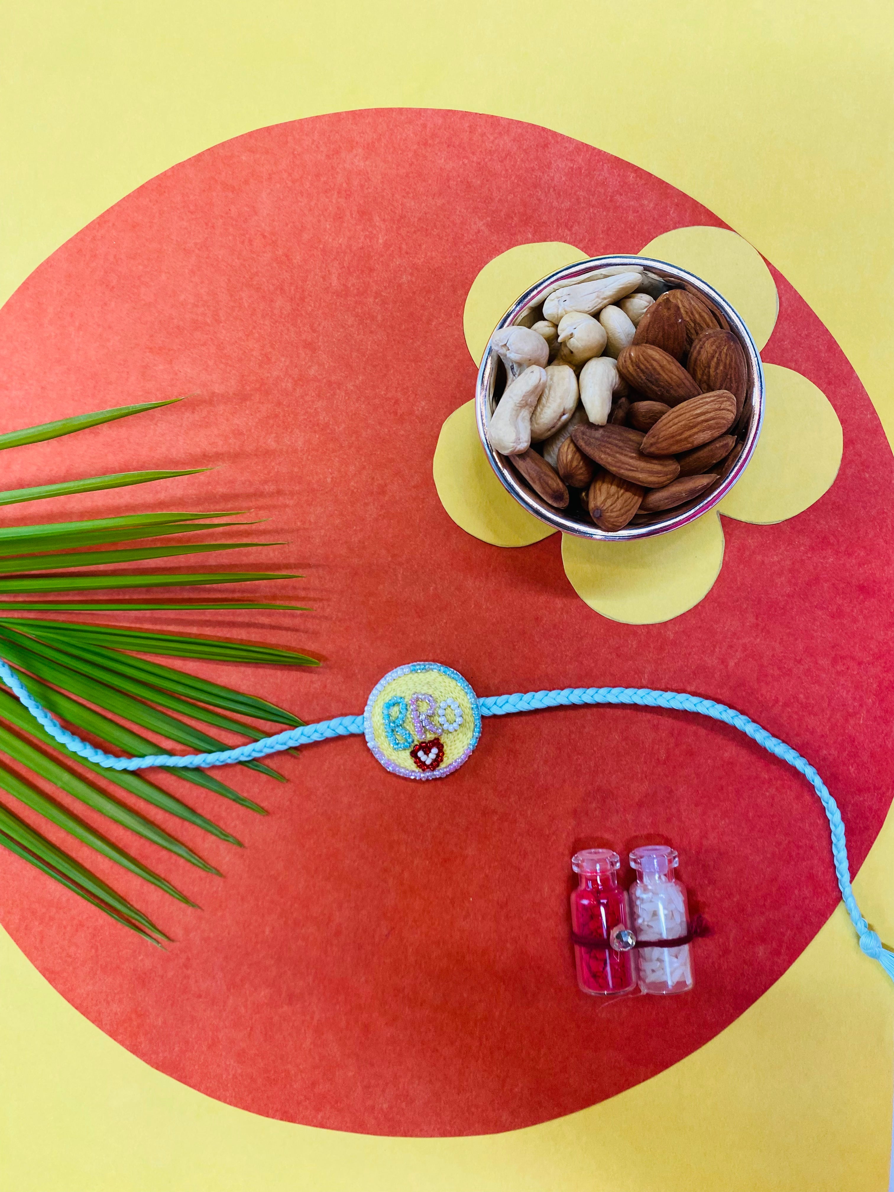 BRO Embroidered Rakhi - Traditional Indian Bracelet for Raksha Bandhan - Perfect for Brother Sister Bonding & Festive Celebrations