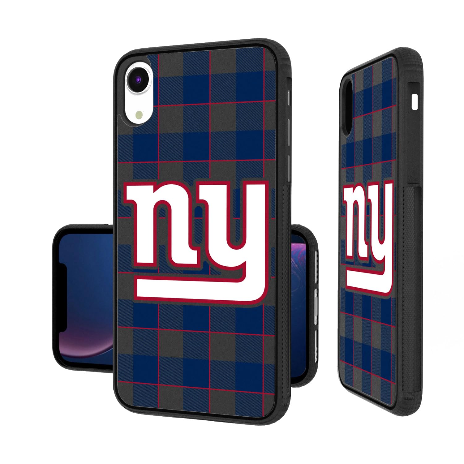 New York Giants iPhone Plaid Design Protective Bumper Case - Perfect for Football Fans & Game Day Support | Compatible with iPhone Models