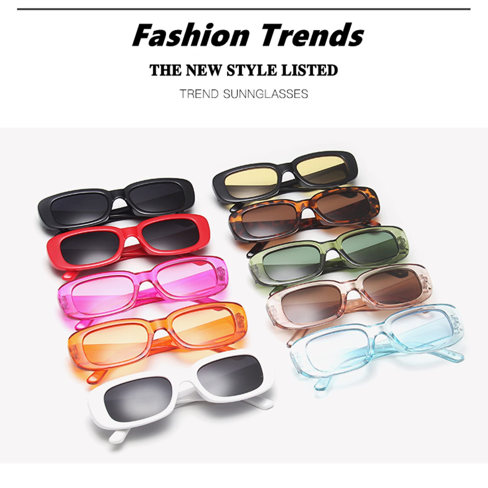 Bulk Rectangle Sunglasses for Women - 90s Retro Party Favors (6/8/10 Pack) | UV Protection Fashion Shades for Beach, Pool & Outdoor Events