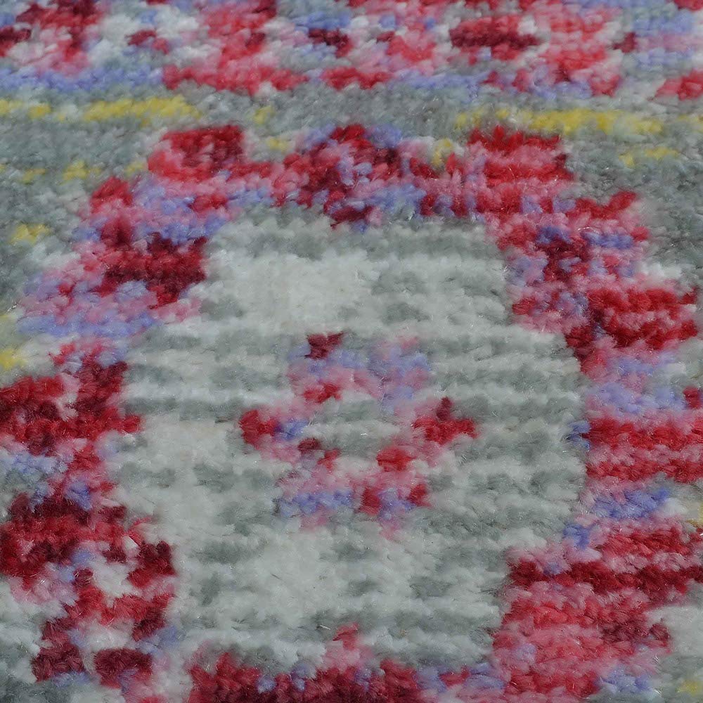 Machine Made Polyester Area Rugs 9'x12' Rectangle - Pink Oriental Traditional Design Low Pile Carpet for Living Room, Bedroom, Dining Room | Soft & Durable Home Decor (M00073)