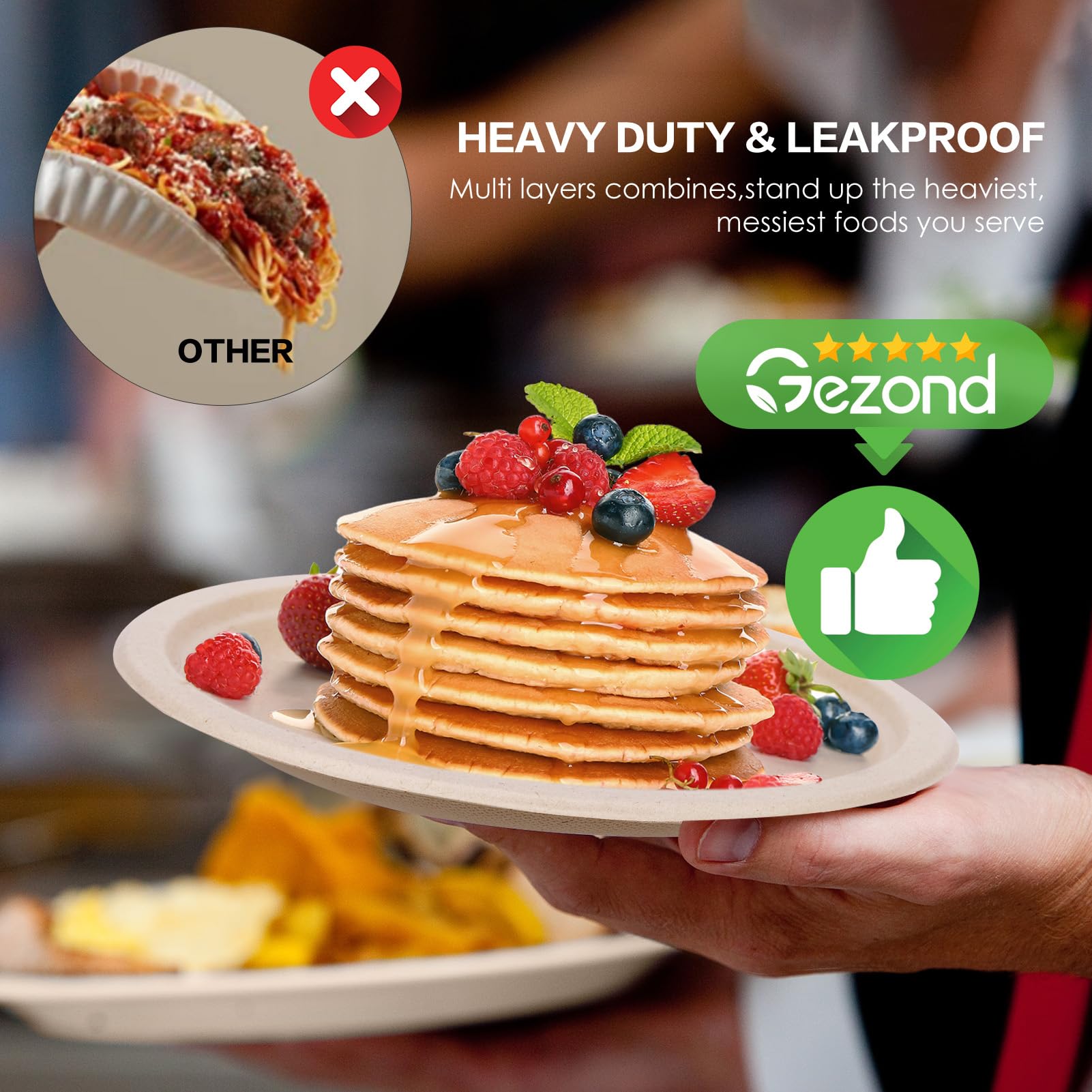 Eco-Friendly 6 Inch Compostable Paper Plates - 125 Pack Heavy-Duty Disposable Plates Made from Sugarcane Fiber - Perfect for Parties, Picnics & Dessert Serving