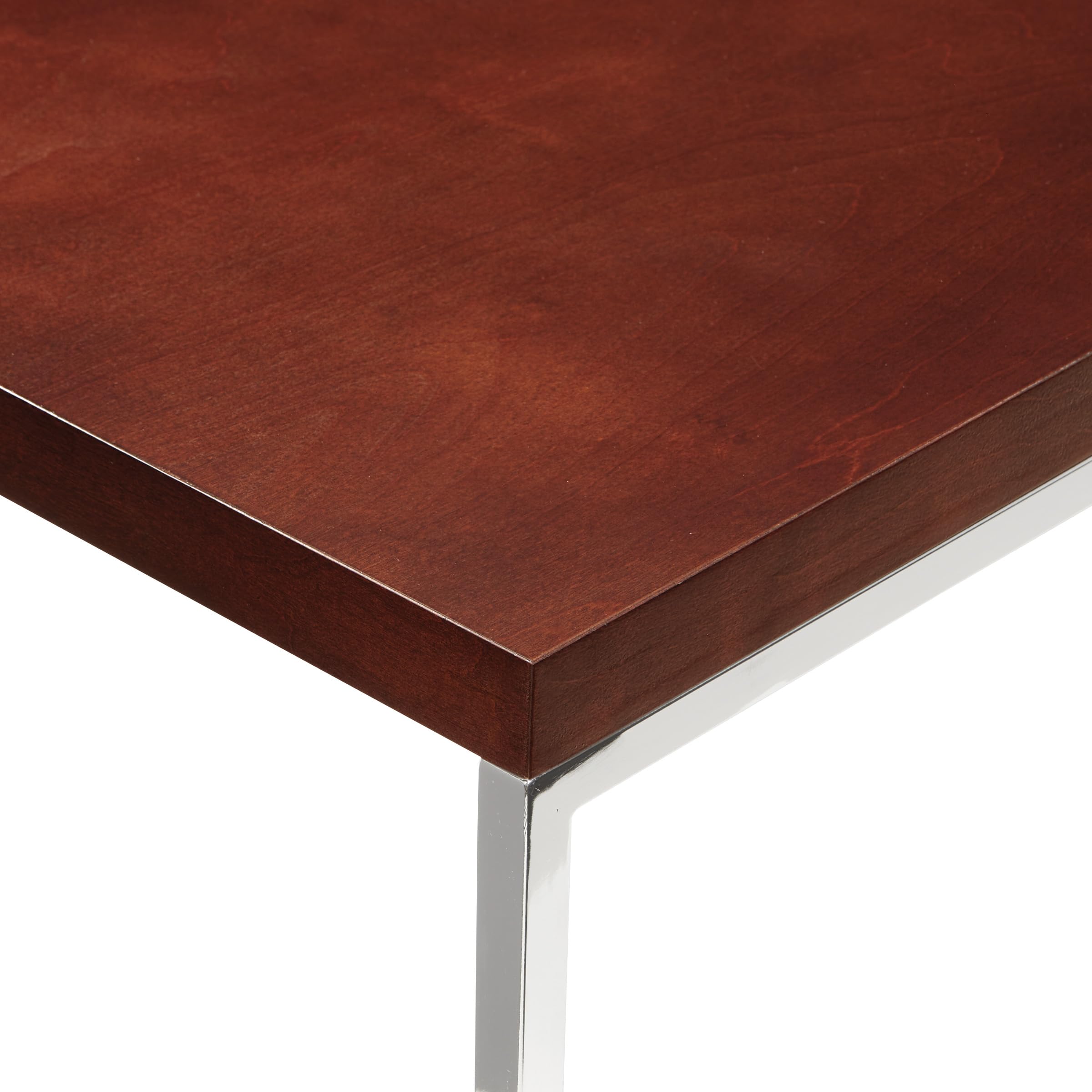 Chrome Base Espresso Coffee Table - Modern Home & Office Decor