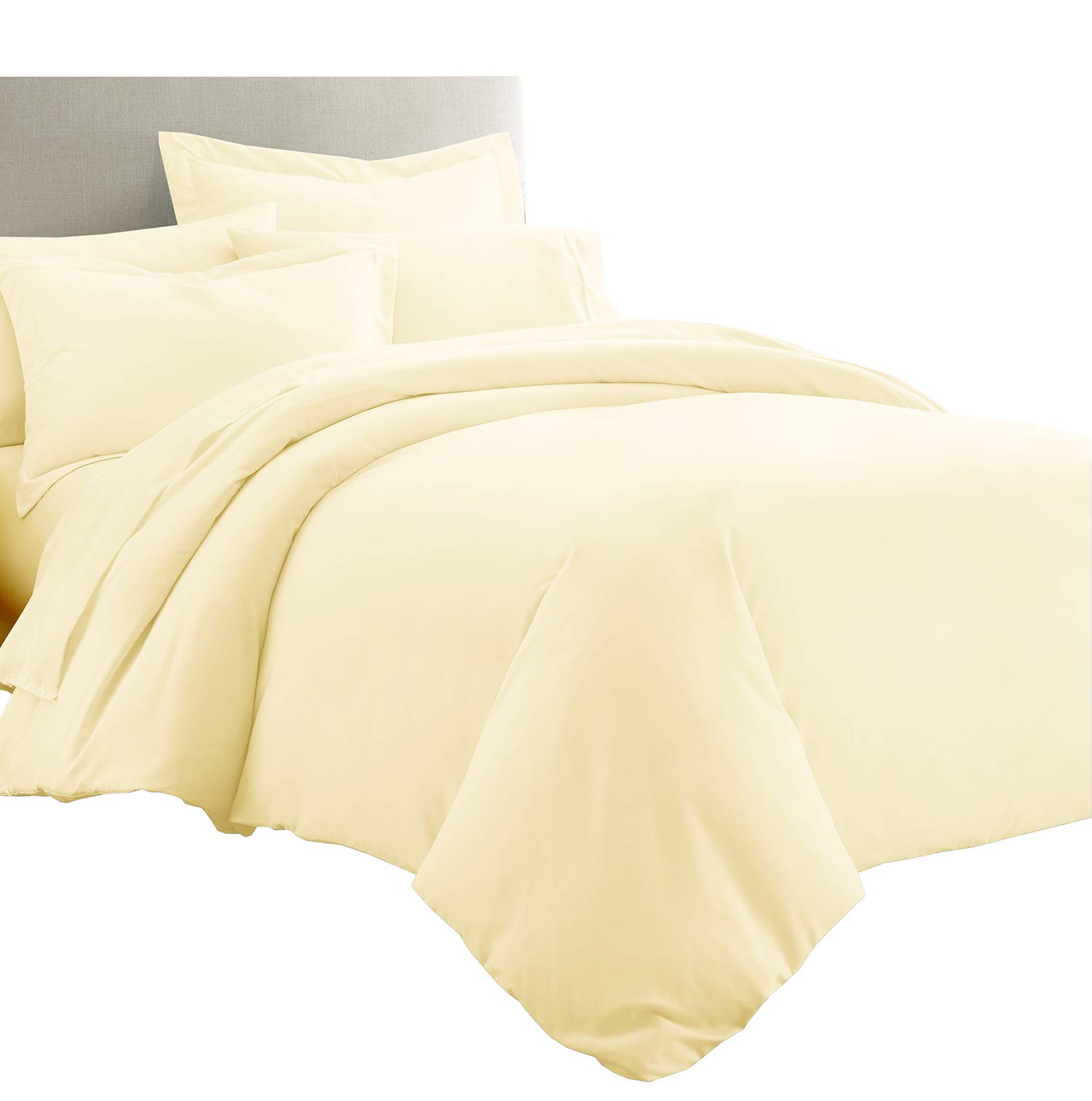 8-Piece 100% Bamboo Bed in a Bag Set - Queen Size Bamboo Viscose Sheet Set & Duvet Cover in Solid Ivory + White Down Alternative Comforter | Ultra-Soft Breathable Bedding for All-Season Comfort | Perfect for Master Bedroom, Guest Room & Vacation Homes