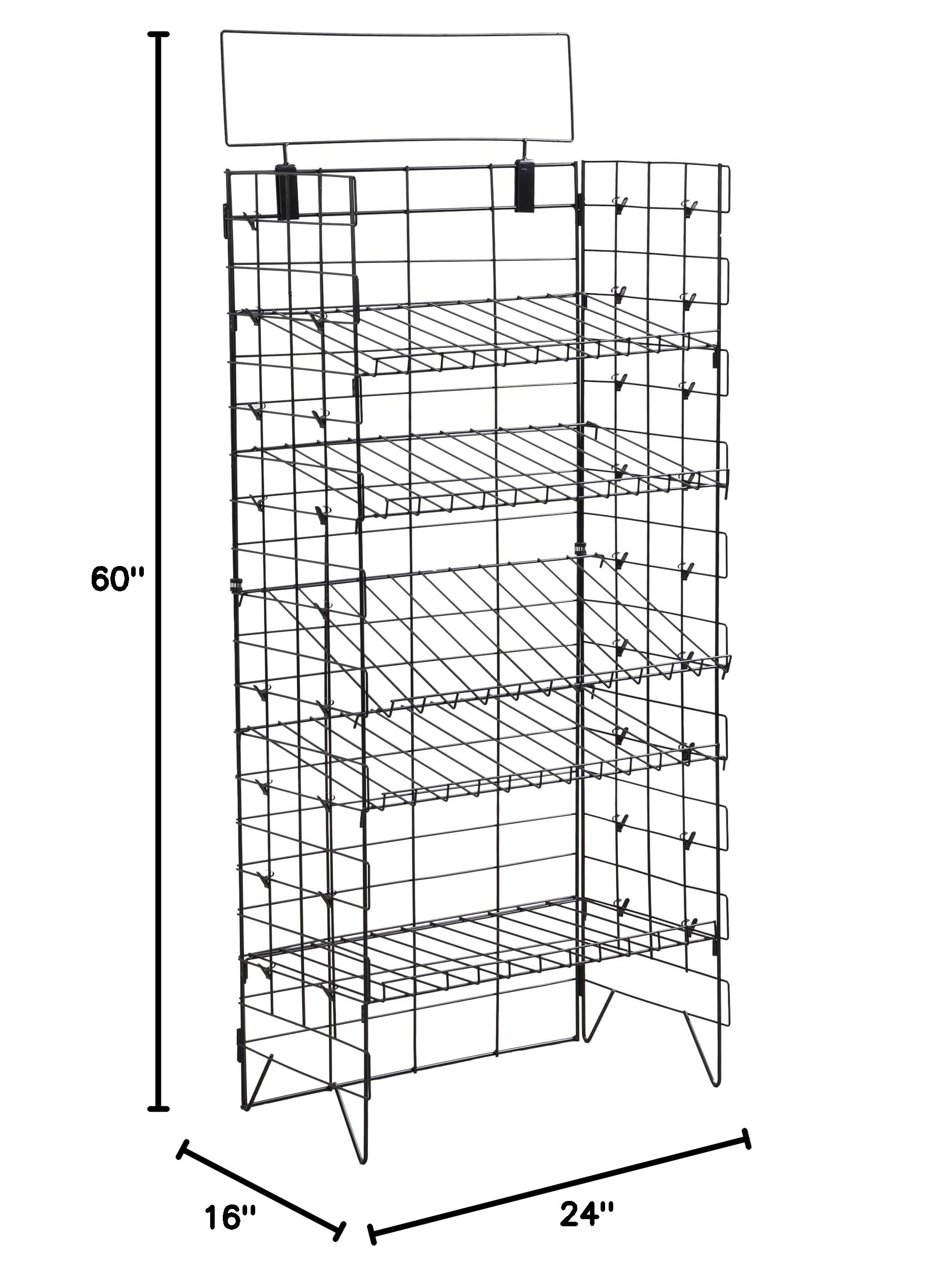 STEELAID Commercial Grade Metal Chip Display Rack - 5 Adjustable Wire Shelves with 48 Clips for Candy & Snacks - 18x14x60 Inches - Perfect for Concession Stands, Grocery Stores & Movie Theaters