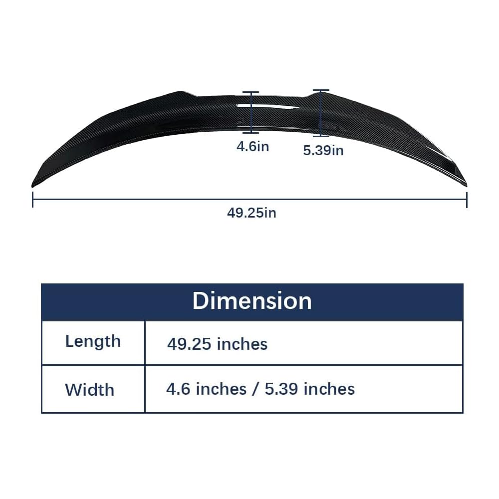 SNA Q50 Carbon Fiber Rear Spoiler Wing - Gloss Black for 2014-2023 Infiniti Q50 & Q50S Sedan | High-Performance Dry Carbon | Aerodynamic Upgrade for Sporty Look & Better Stability