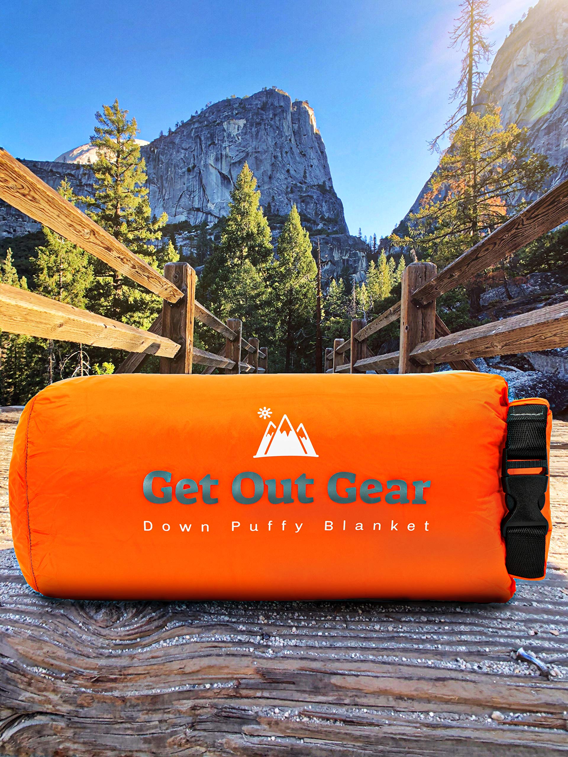 Premium Down Camping Blanket - 650 Fill Power Water-Resistant Puffy Quilt | Ultra Lightweight & Packable for Backpacking | Warm Teal Blue & Orange Outdoor Blanket | Perfect for Camping, Hiking, Picnics & Travel Accessories