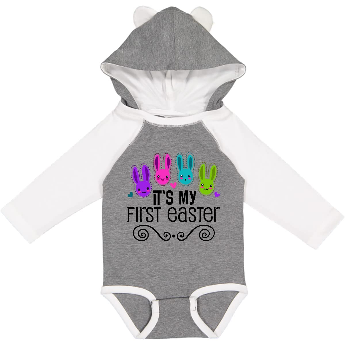 Inktastic First Easter Baby Bunnies Long Sleeve Creeper - Soft Cotton Bodysuit for Newborns & Infants - Perfect for Easter Photos, Spring Celebrations & Family Gatherings