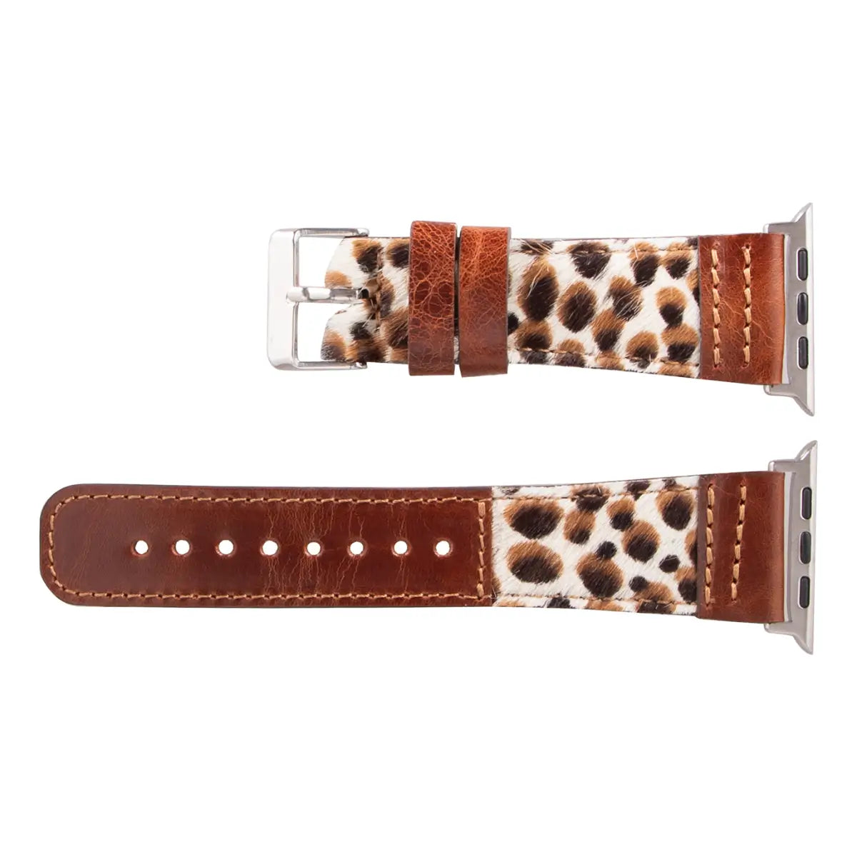 Brown Leopard Print Genuine Leather Sport Band for Apple Watch - Stylish & Durable Replacement Strap for Workouts, Running & Everyday Wear