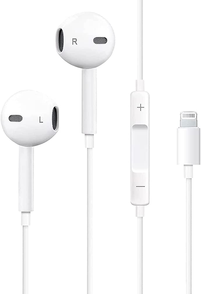 Premium Wired Earphones for iPhone with Built-in Mic & Volume Control - Compatible with iPhone 14/13/12/11 Pro Max/XS/XR/X/7/8 Plus - Plug & Play Headphones for Music, Gaming & Calls