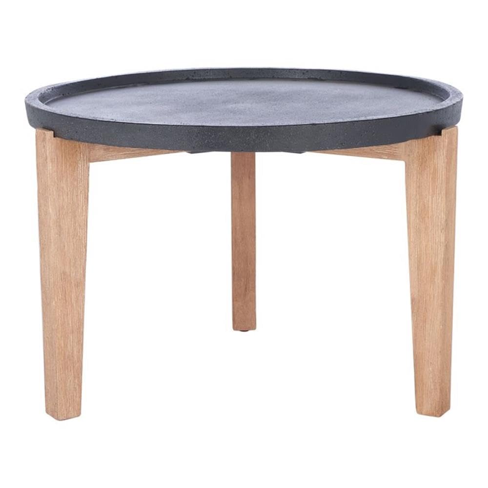 SAFAVIEH Outdoor Collection Valton Natural/Black Side Table PAT1511A - Modern Patio & Garden Accent Table for Outdoor Living Spaces