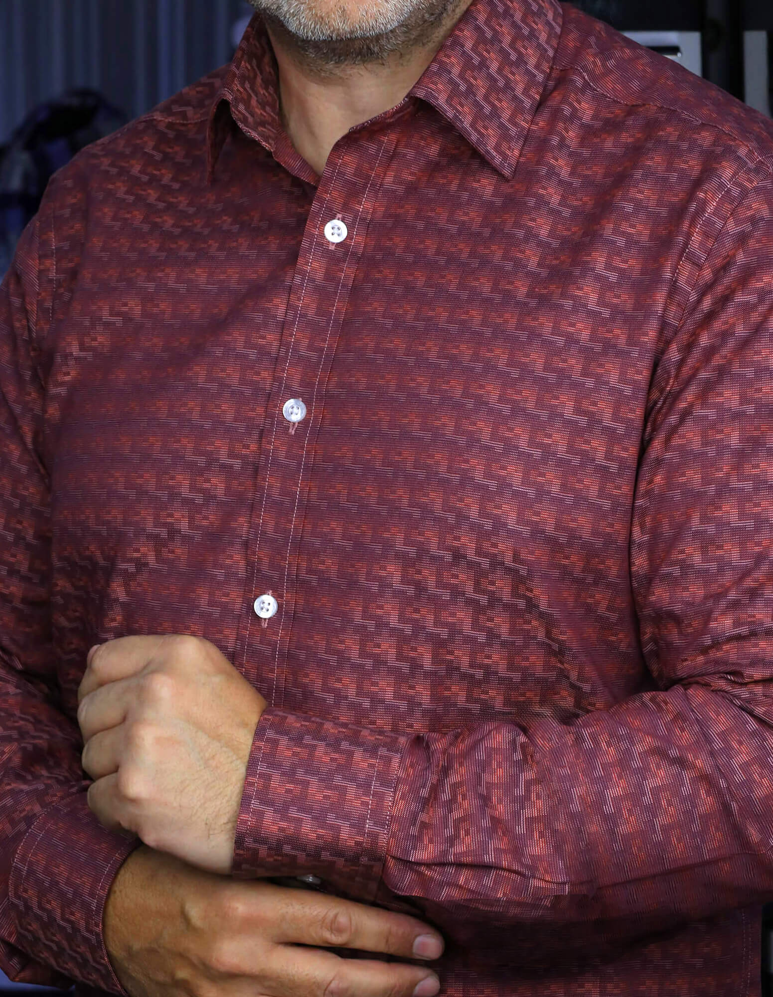 DÉCLIC Tronx Stylish Patterned Button-Down Shirt for Men - Red Casual Wear for Office, Party & Everyday Outfits