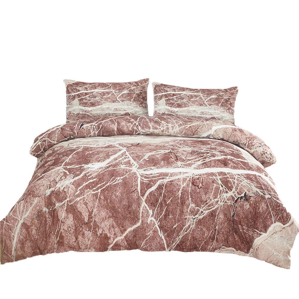 Marble Design Duvet Cover Set - Natural Stone Pattern Queen Size Bedding (200x228cm) - Soft Hypoallergenic Fabric for Luxury Bedroom Decor | Perfect for Master Bedroom, Guest Room & Hotel Style Makeover