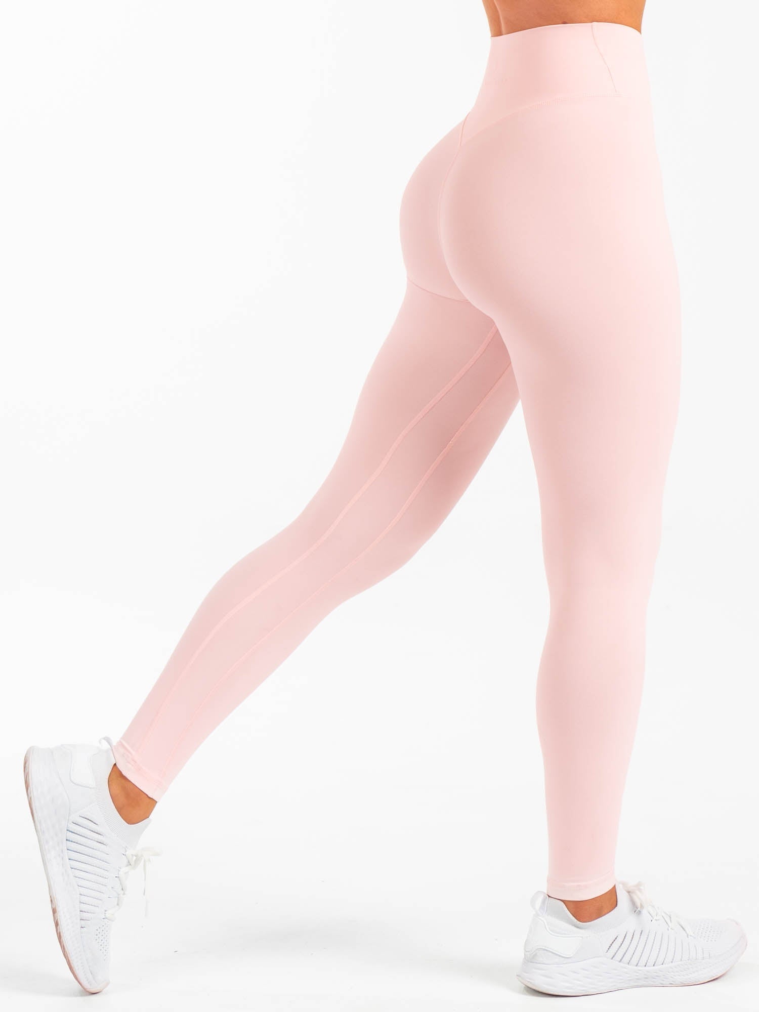 NKD Cross Waist Band Leggings - High Waisted Yoga Pants for Women, Pink Musk Color | Perfect for Workouts, Yoga & Casual Wear