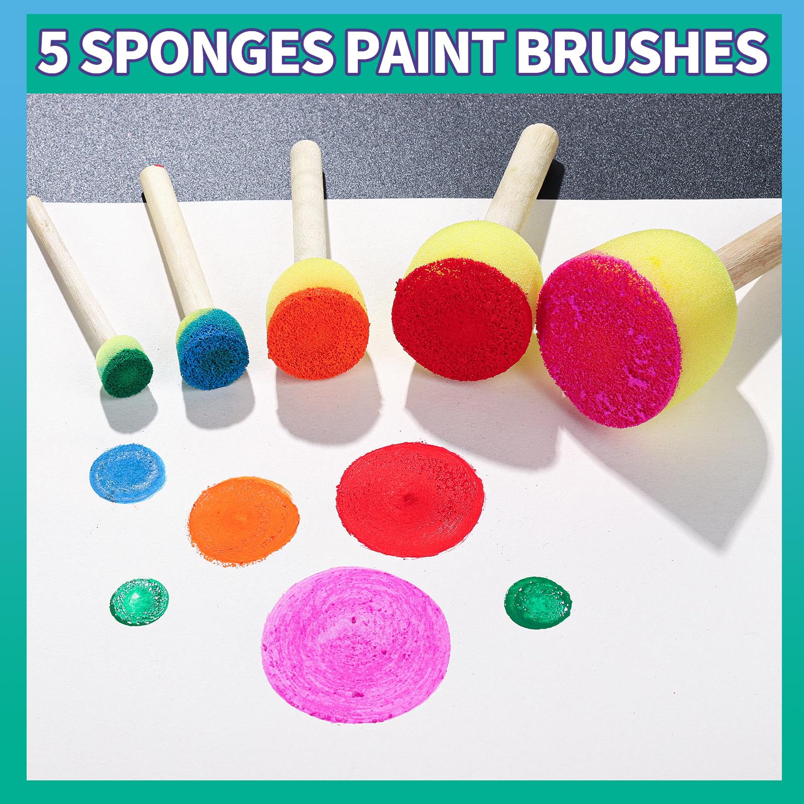 **39pcs Kids Sponge Paint Brushes & Stamps - Toddler Art Craft Drawing Tools for Early Learning | Foam Painting Sponges for DIY, Classroom & Home Activities**