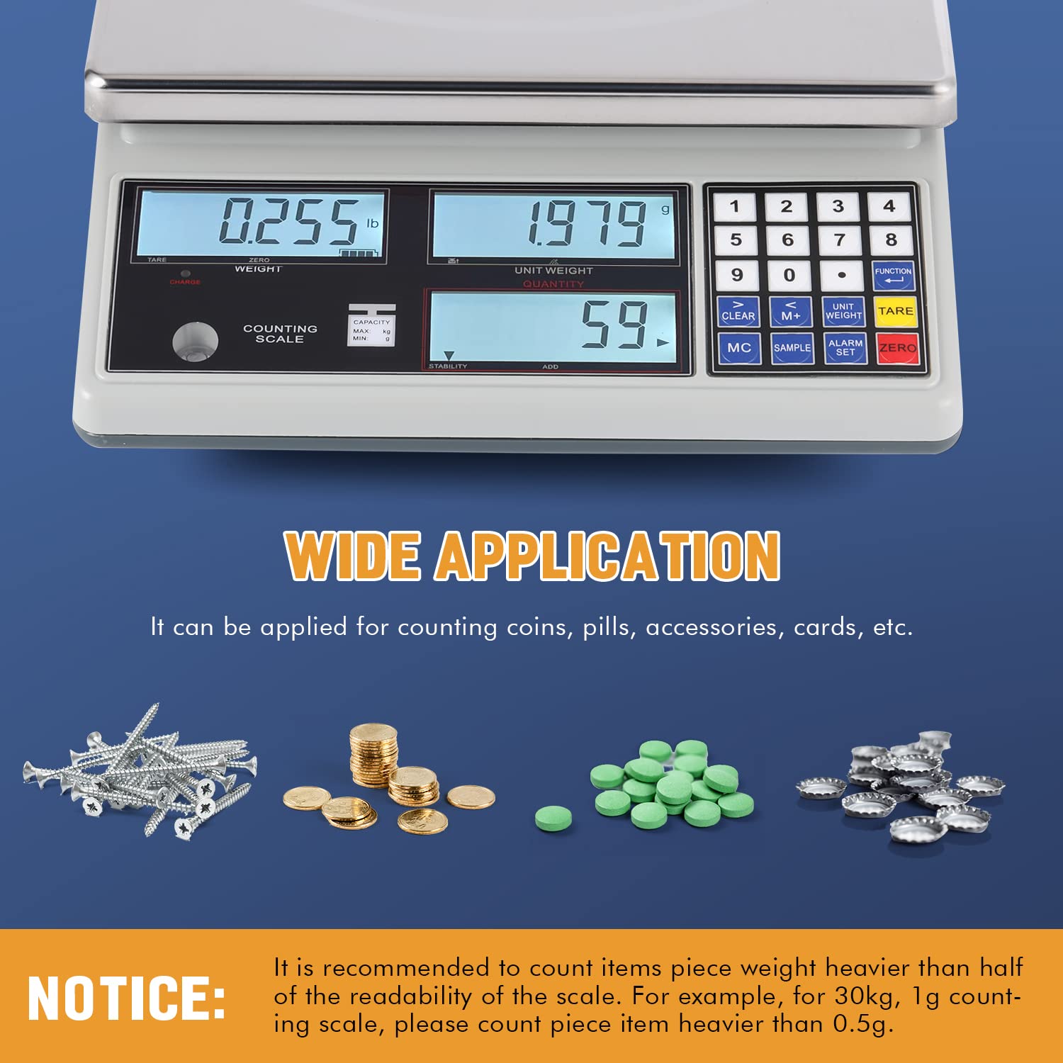 Bonvoisin 10kg/22lb Digital Precision Scale with 0.1g Accuracy - Industrial Parts, Coins & Inventory Counting Scale for Jewelry, Shipping, Kitchen & Laboratory Use