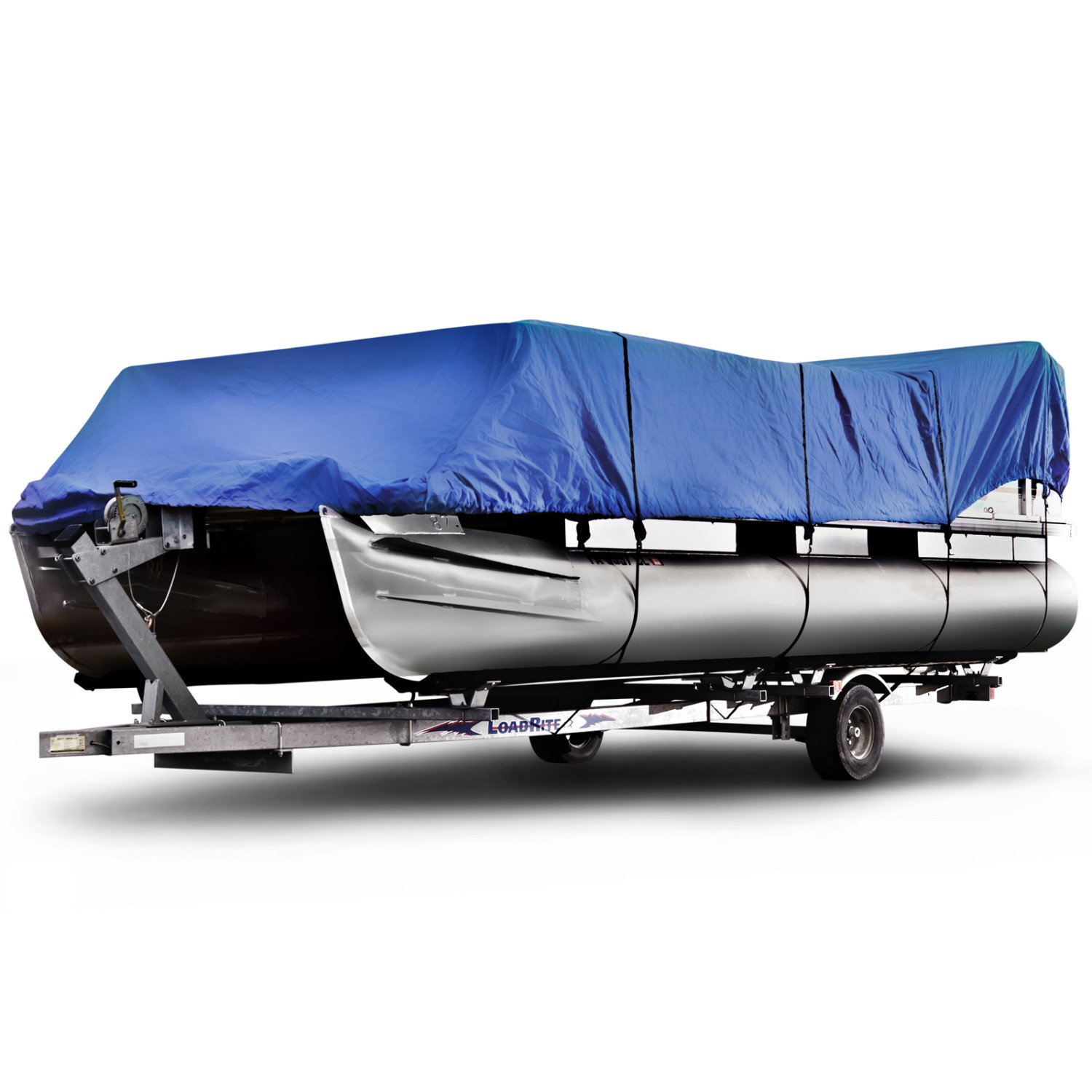 Heavy Duty 600 Denier Pontoon Boat Cover - Waterproof, UV Resistant, Fits 24' to 28' Boats (Up to 110