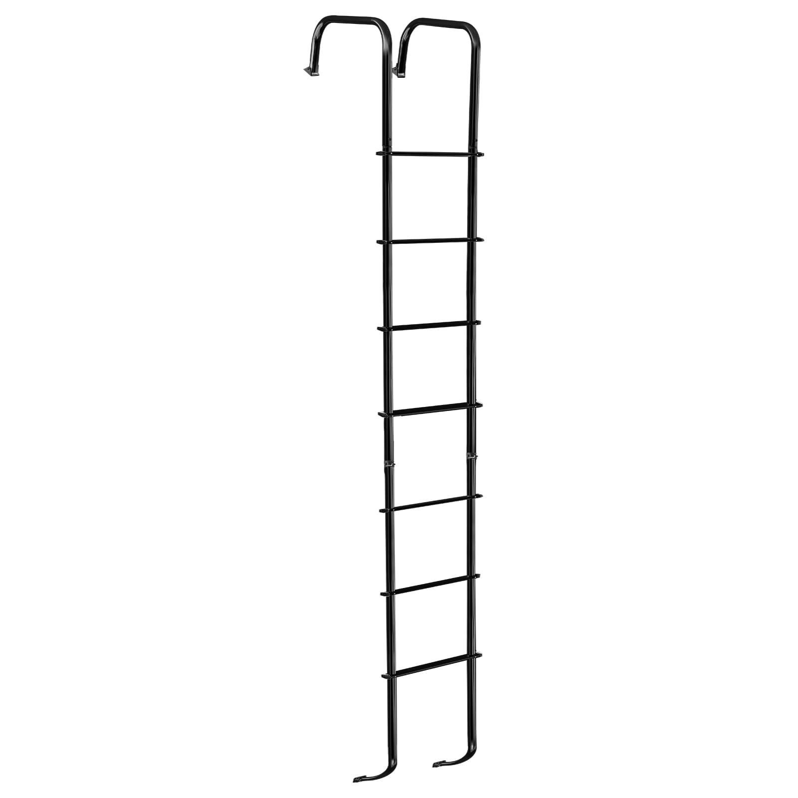 Universal Black Aluminum RV Ladder 7.6FT-8.4FT for Travel Trailers - 250lbs Weight Capacity - Durable Exterior Access Ladder for Camping & Outdoor Adventures
