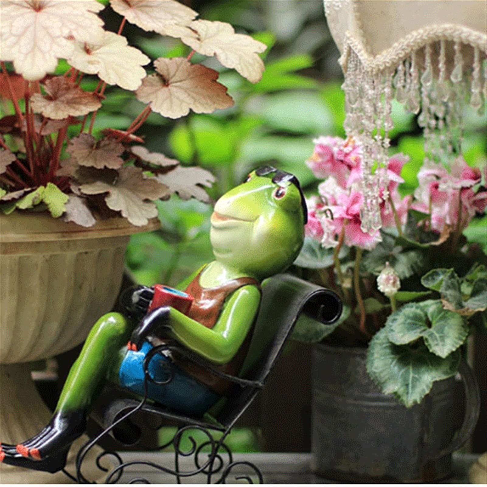 YAOLUU Outdoor Garden Frog Statue - Rocking Chair Animal Sculpture for Home, Office, Desktop, Courtyard Decor - Perfect for Gardening, Patio, and Backyard Decoration