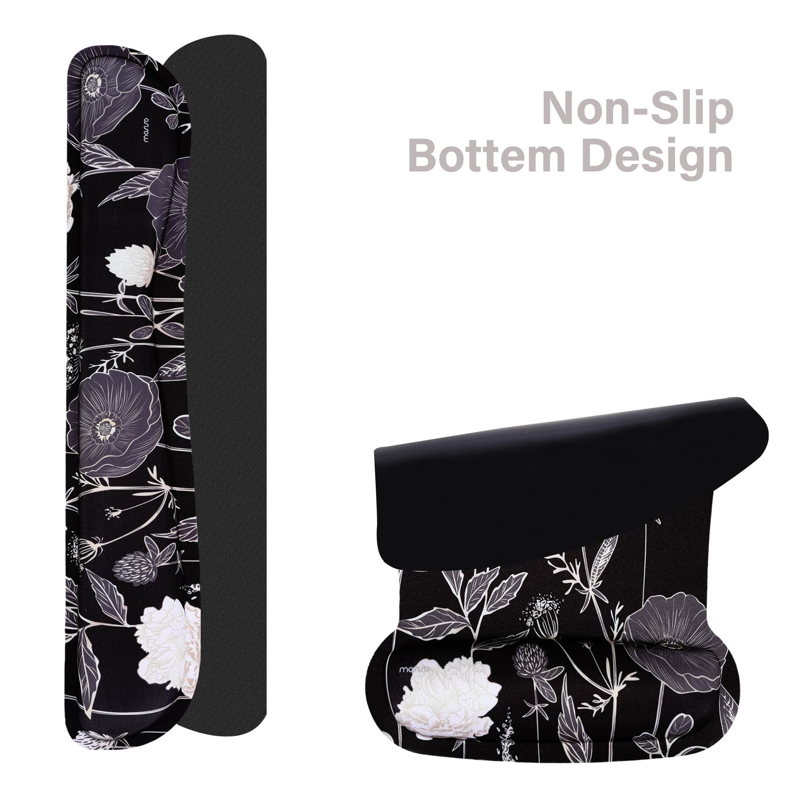 MOSISO Gaming Mouse Pad Set with Wrist Rest - Non-Slip Floral Design for Home Office & PC Gaming