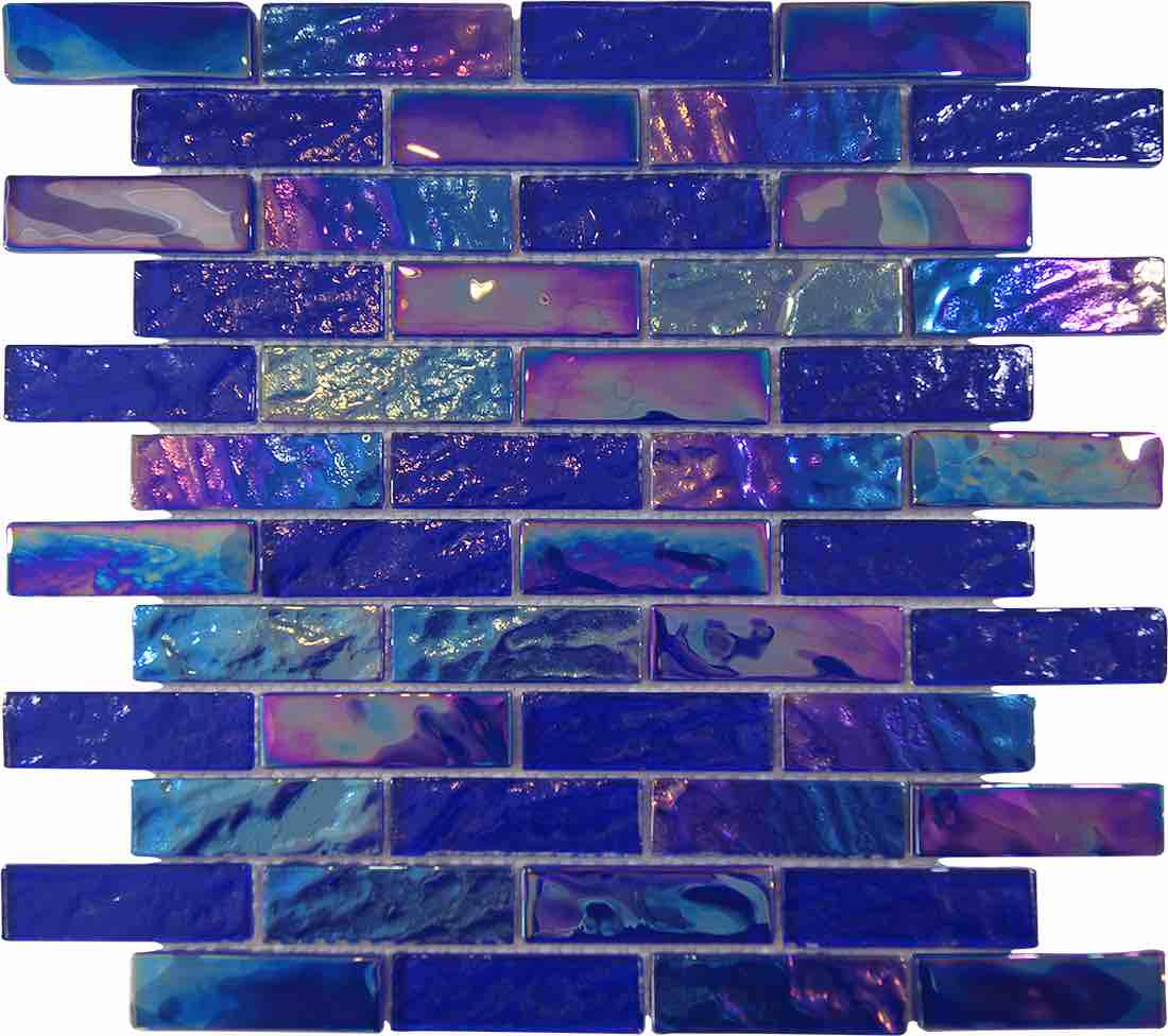 Iridescent Glass Tile SoCal Cobalt Blue 1x3 - Stunning Mosaic Tiles for Kitchen Backsplash, Bathroom Wall, and Pool Decor