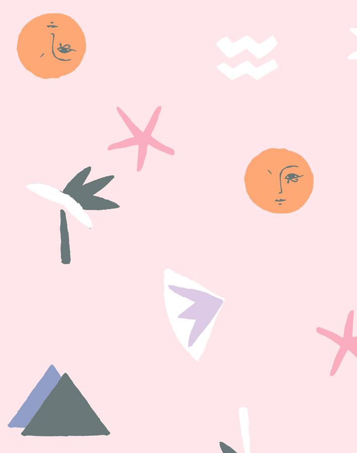 Egyptian Icons Wallpaper by Tea Collection in Pink - Perfect for Kids' Room Decor & Nursery Wall Design