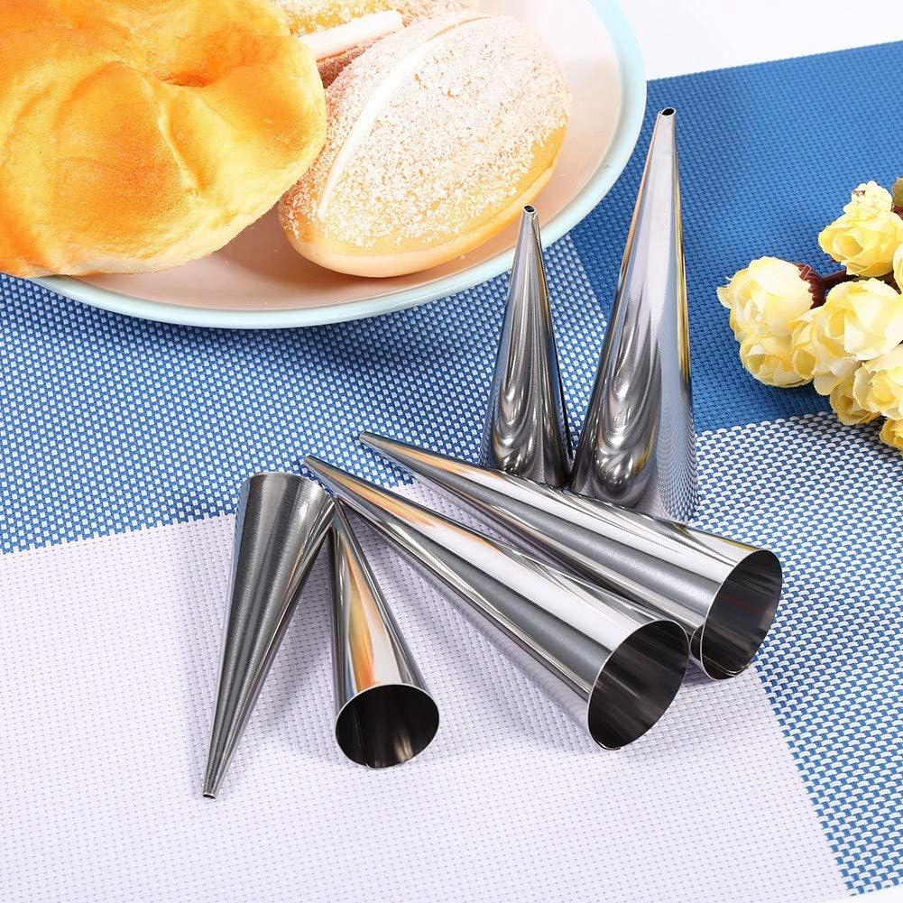 3PCS Stainless Steel Cream Horn Molds - Cone Shaped Cannoli Forms & Baking Tubes for Pastry, Desserts, and Cream Rolls - Perfect for Home Baking, Professional Kitchens, and Party Treats